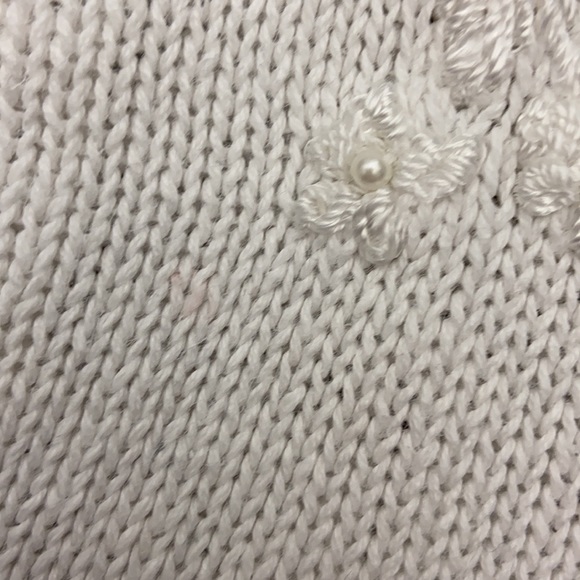 Vintage Floral Embroidered Pearl Button Grandma Knit Shirt Sweater - Picture 7 of 12